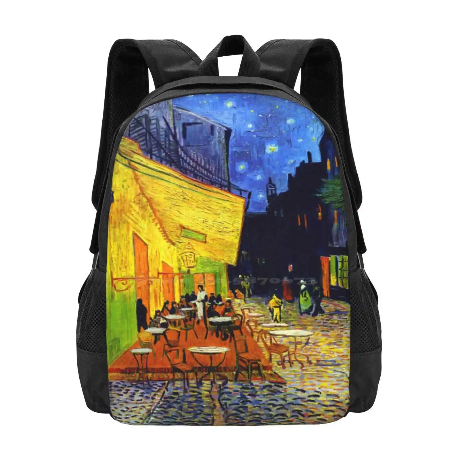 Cafe Terrace At Night-Van Gogh Hot Sale Backpack Fashion Bags Cafe Terrace At Night Fine Art France Scenic Scenery Travel