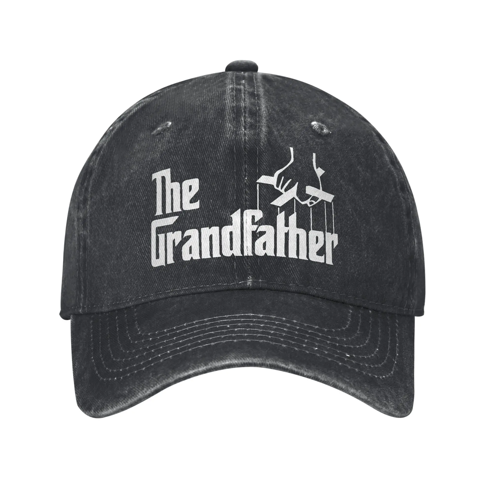 The Grandfather Funny Parody Godfather Grandpa Birthday Gift Baseball Caps Distressed Denim Headwear  Golf Adjustable Fit Hat