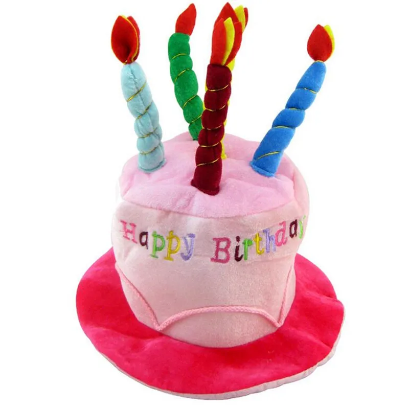 Children Adult Candles Cap Happy Birthday Party Hat Headwear Dress Up Gift Hair Wear Crown  Cosplay Pink Blue Wedding Festival