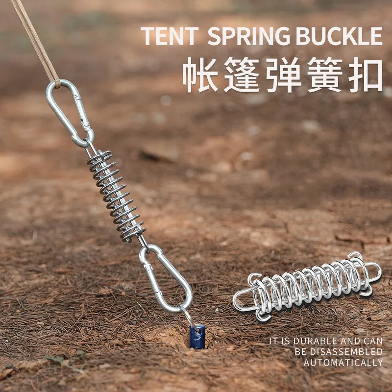 1PCS Steel Wind Rope Buckle High Strength Spring Hook Buckle Camping Pro Fixed Tensioner for SunshadeTent Shade Accessories