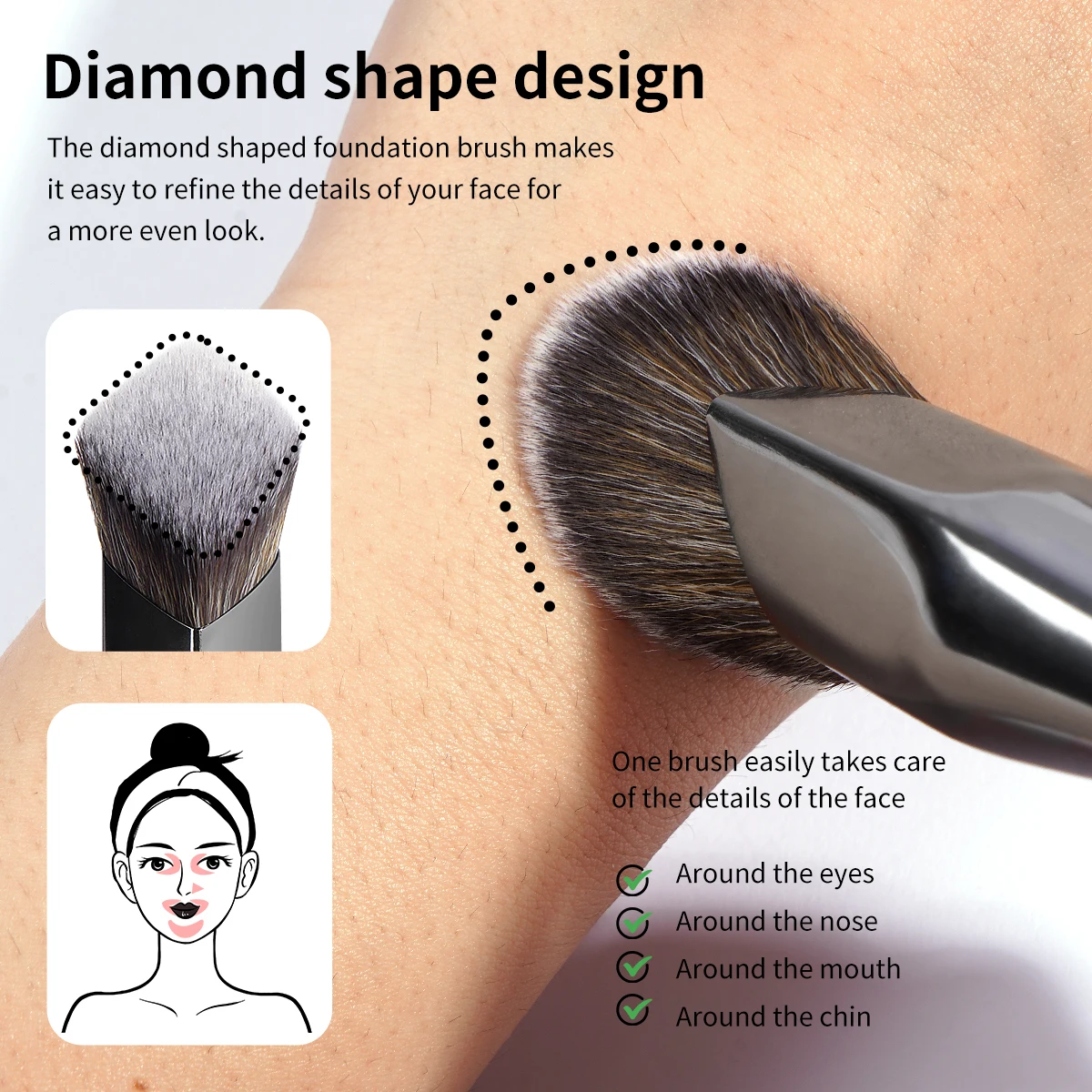 MAANGE 2pcs Makeup Brushes Set Foundation Brush Powder Highligh Concealing Brush Dense Bristle Beginner-friend Travel Gift