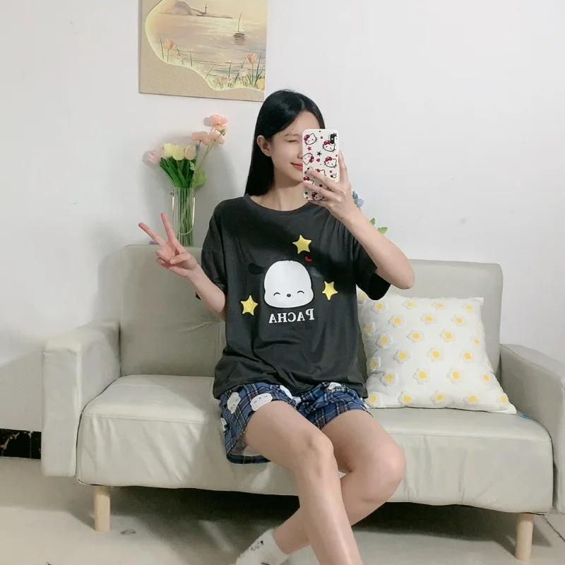 جديد باشا الكلب منامة الكرتون لطيف سانريو الصيف قصيرة الأكمام السراويل منامة مجموعة مريحة وفضفاضة المنزل يمكن ارتداؤها في الخارج #4