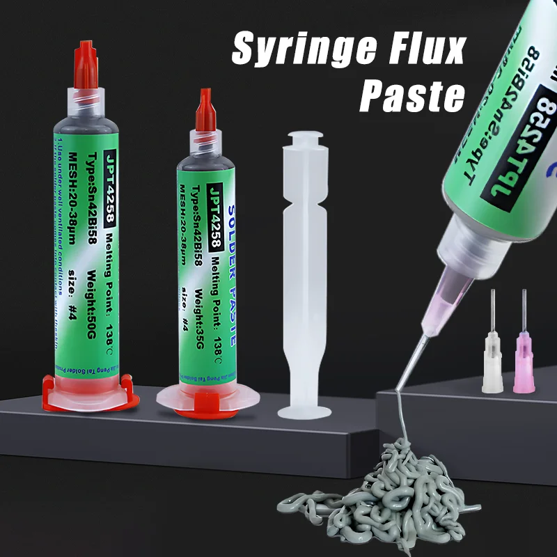 Lead-free Syringe Solder Paste Sn42bi58 SMD Welding Paste 138 ℃ Low Temperature No Clean Solder Paste for Iphone Repair TinPaste