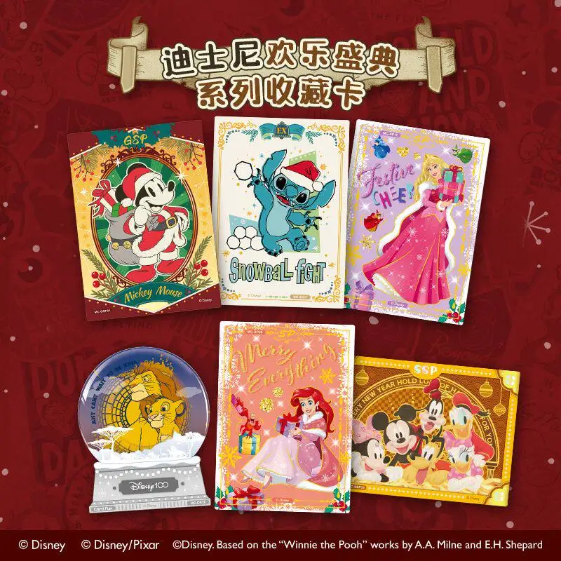 Genuine Disney Cards Joy Carnival Collectible Cards Official Animation Peripherals Mickey Mouse Card Gift Box Holiday Gifts