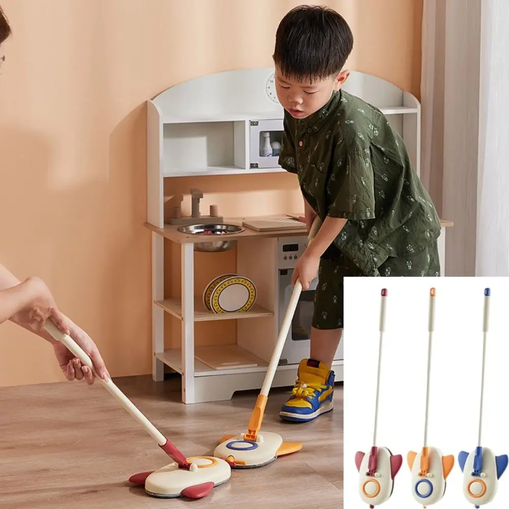 

Airplane Shape Mini Mop Soft Handle Comfortable Grip Cartoon Cleaning Playset with Hanging Holes Detachable