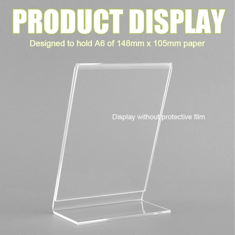 1Pc Rectangle Nail Display Stands Acrylic Transparent A6 Menu Display Stands Board Nail Art Tool Manicure Polish Showing Shelf