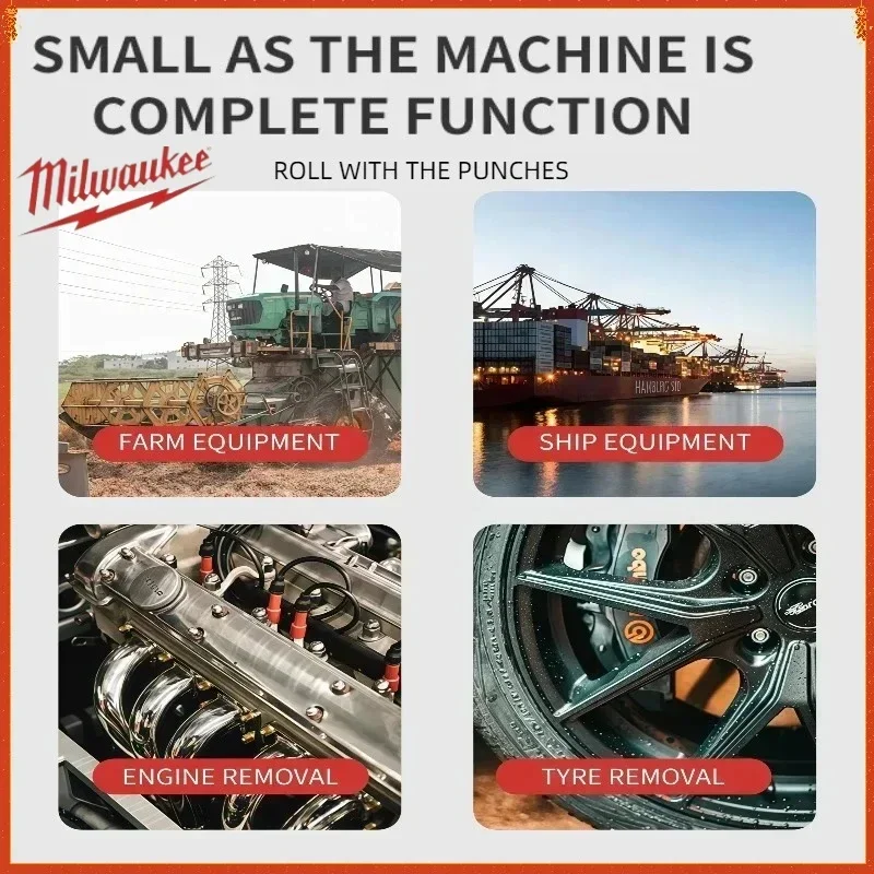 Milwaukee Velký momentový akumulátorový rázový utahovák Opravy automobilů a nákladních vozidel Elektrické nářadí 1300NM Bezkartáčový elektrický utahovák pro baterii 18V-20V - náhled 3