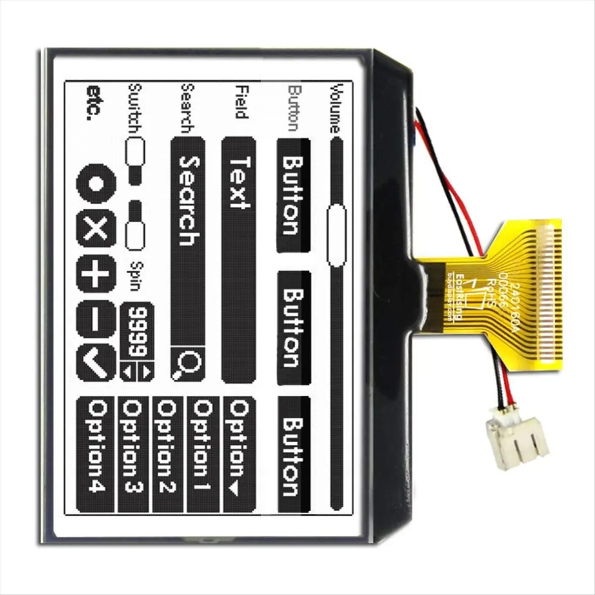 A14G 3.4inch 240x160 Dot Matrix LCD Display Serial Interface Black on White Free Backlight Connector