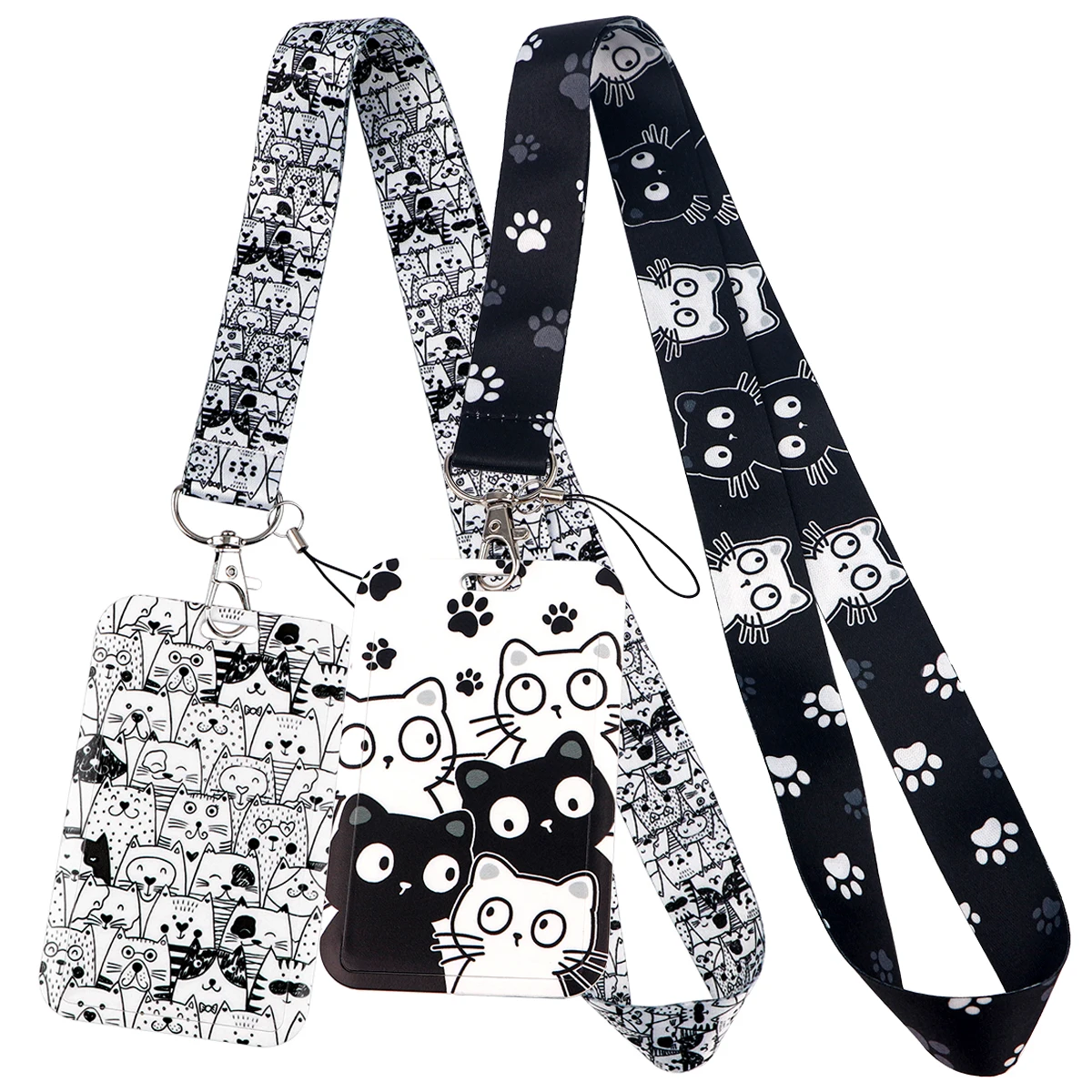 Kawaii Cat Credential Holder Cute Cat Paw Smycze na klucze Pasek na szyję Karta identyfikacyjna Siłownia Paski do telefonu Brelok do kluczy Akcesoria