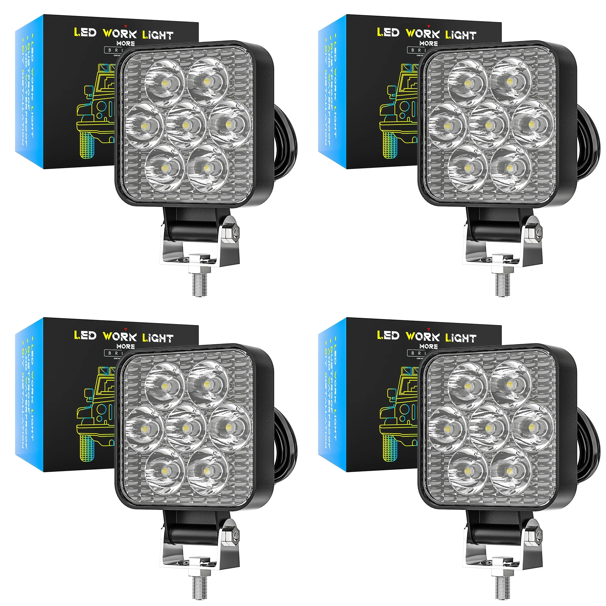 4/2PC 12-24V 7LED Mini Quadratische LED Arbeit Licht Off Road Hilfs Modifizierte Scheinwerfer Strahler flut Spot Lampe für Auto Lkw SUV – Detail 14