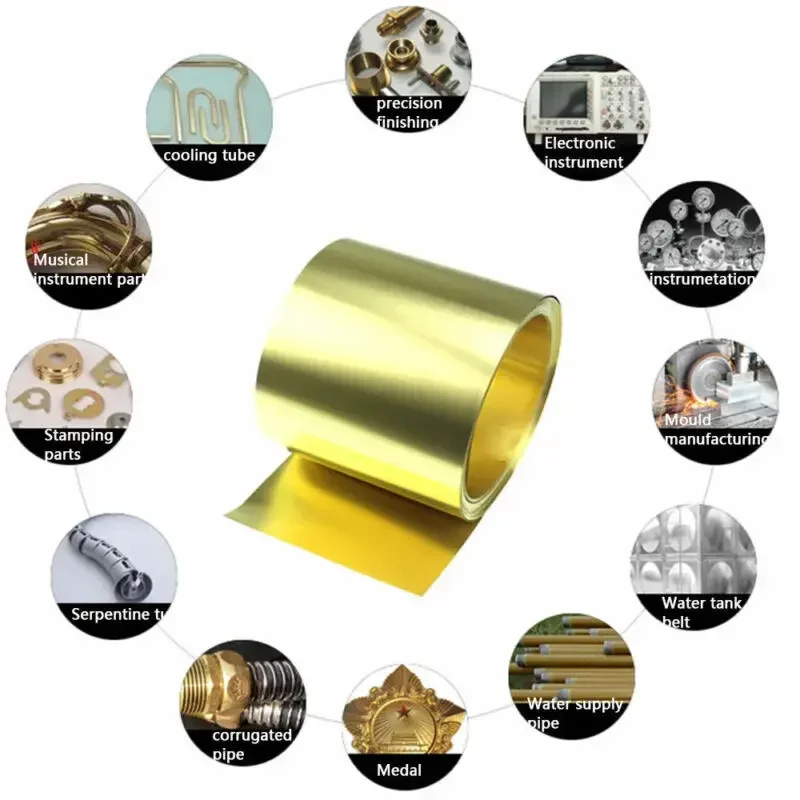 1 PZ Lamina di Ottone Spessore 0,1 mm-0,3 mm Larghezza 20 mm-200 mm Lamina di Metallo di Ottone Sottile Piastra Lunghezza 1000 mm