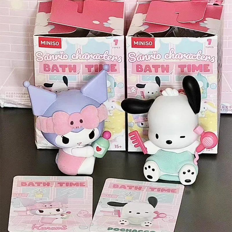 Miniso Mingchuang Youpin Sanrio 캐릭터 시리즈, 샤워 타임 블라인드 박스 장식, 트렌디 모델 장난감, 깜짝 어린이 귀여운 선물