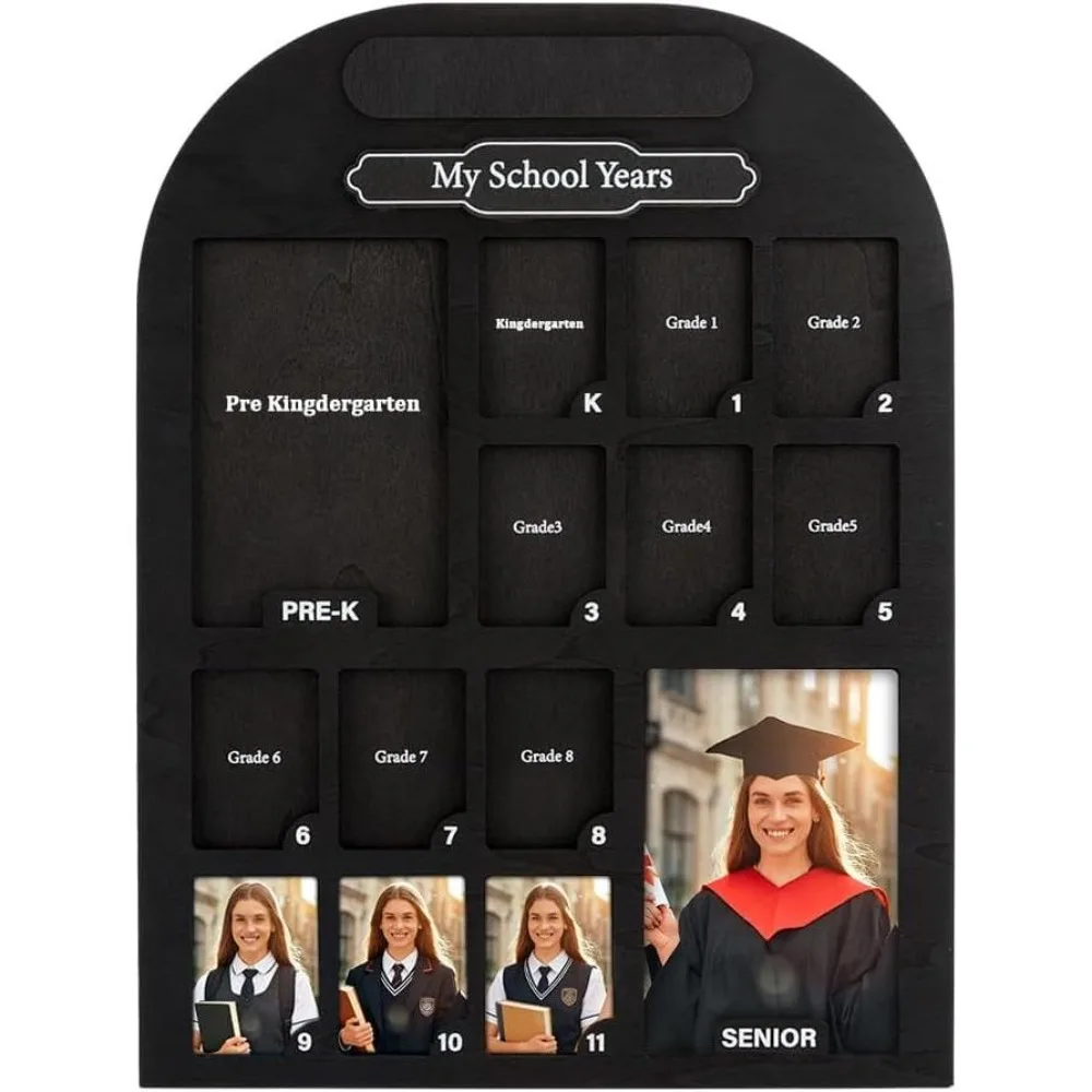 Wooden School Photo Frames Pre K to K-12th Grade School Years Picture Frames Memory Frame Graduation Photo Frame for Home