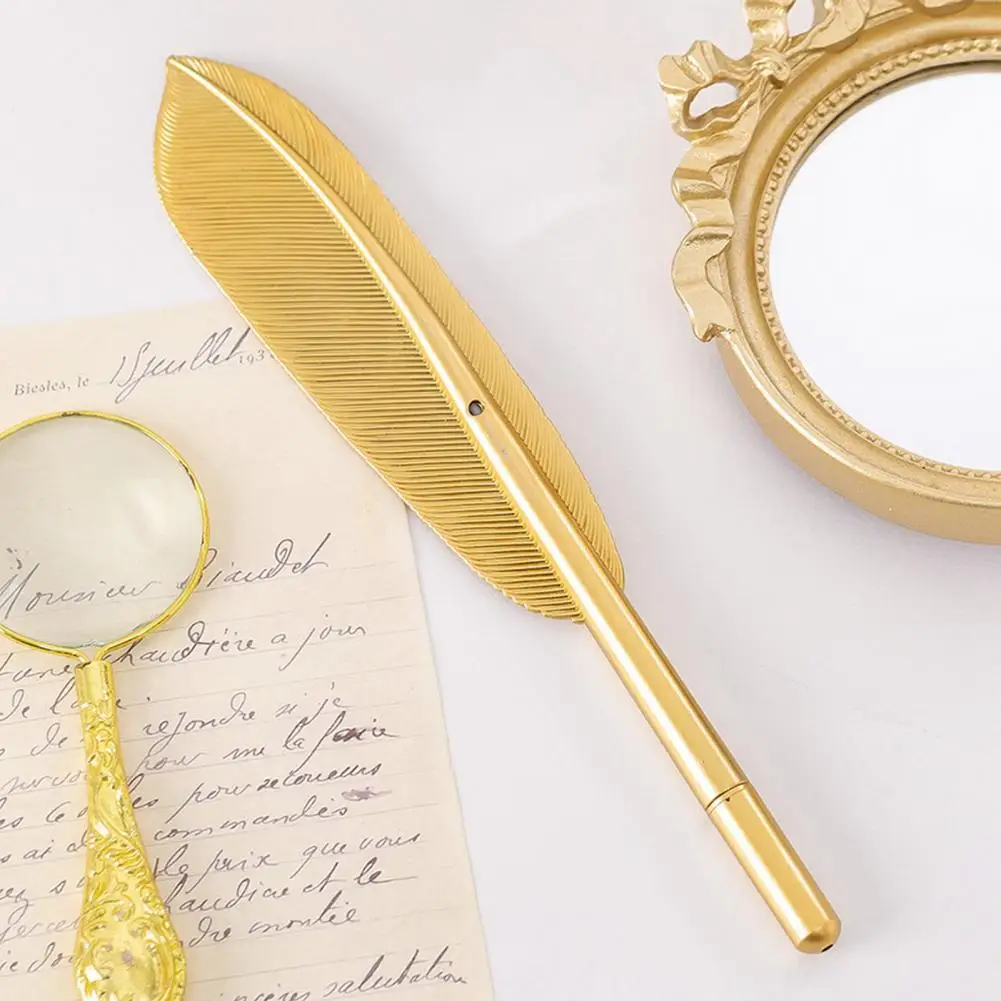 Gift 2Pcs Creative Metallic Color Feather Writing Gel Pens 0.5mm Interesting Pens Lightweight Ballpoint Pen For Writing