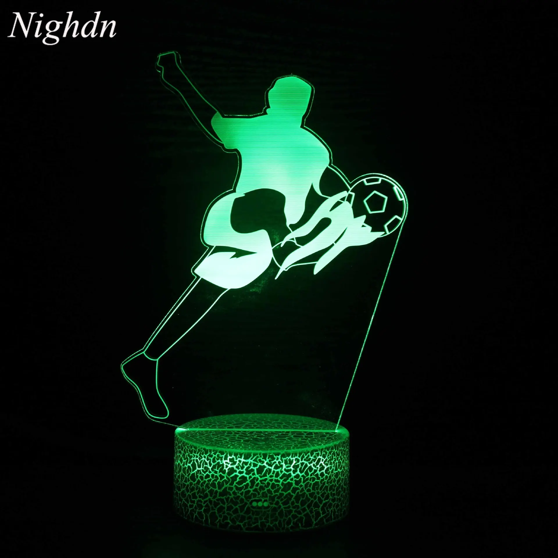 Nighdn Footballer Figure Night Lamp Illusion LED Night Light for Boys Room Birthday Christmas Gift for Kids Men Football Lover