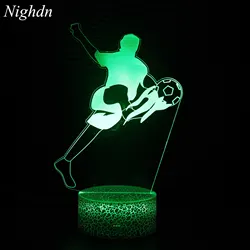 Nighdn Footballer Figure Night Lamp Illusion LED Night Light for Boys Room Birthday Christmas Gift for Kids Men Football Lover