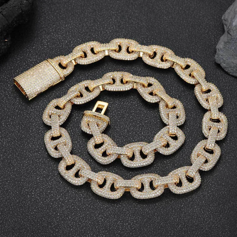 European hip hop16mmPig Nose Bubble Cuban Link Chain Zircon Necklace Cross-Border Sold Jewelry Hot Sale Accessories Men's Neckla