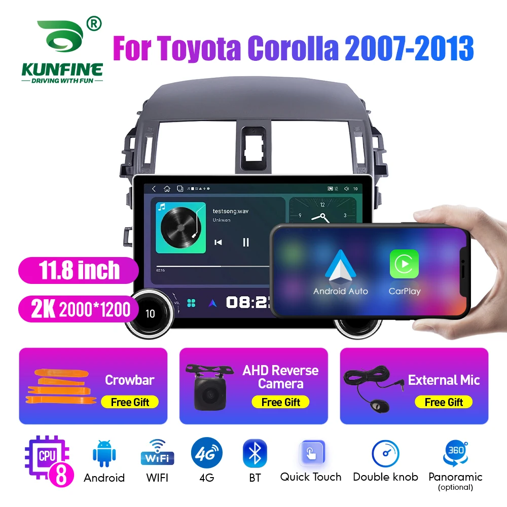 

11.8 Inch 2K Double Knobs 2 Din Car Radio For Honda Corolla 2007-2013 Car Radio DVD Multimedia Video Player Android Auto Carplay