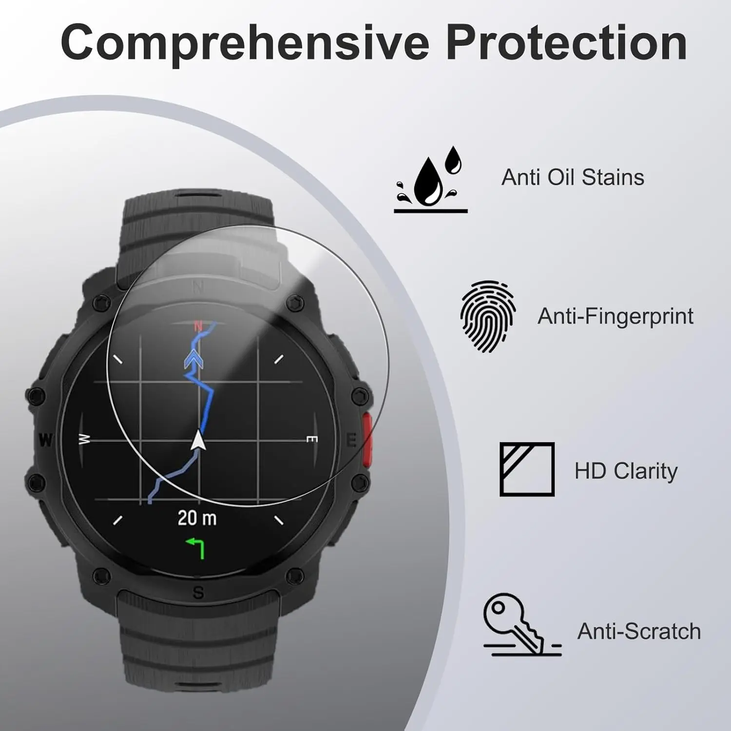 4/2/1PCS Tempered Glass Sports Watch Screen Protectors for Polar Street X Scratch Resistant Shatterproof Bubble Free Films