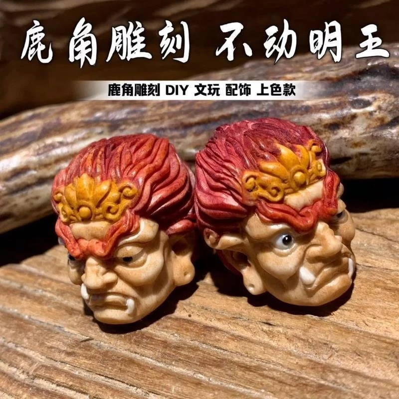 Antler-carved Inpatsu Daimyo with color application, Kenguchi DIY hand-held ornament