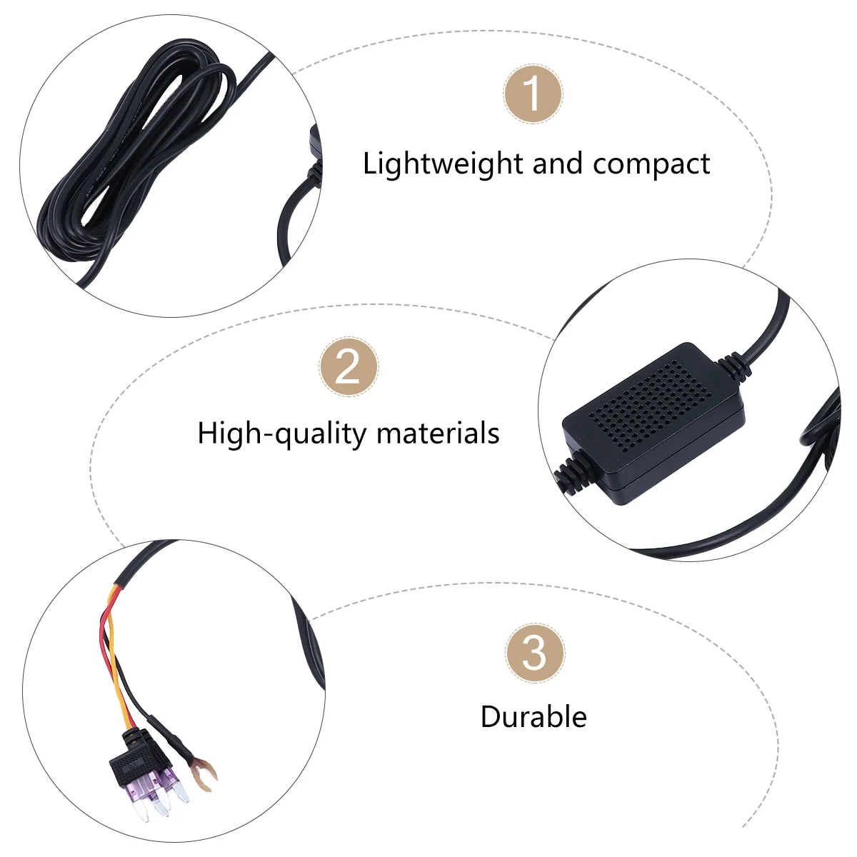 

Car Dash Line Cable for Car Recorder Navigation ABS PC Material Mini Cables Plug Connection Lead Adapter Camera Wire