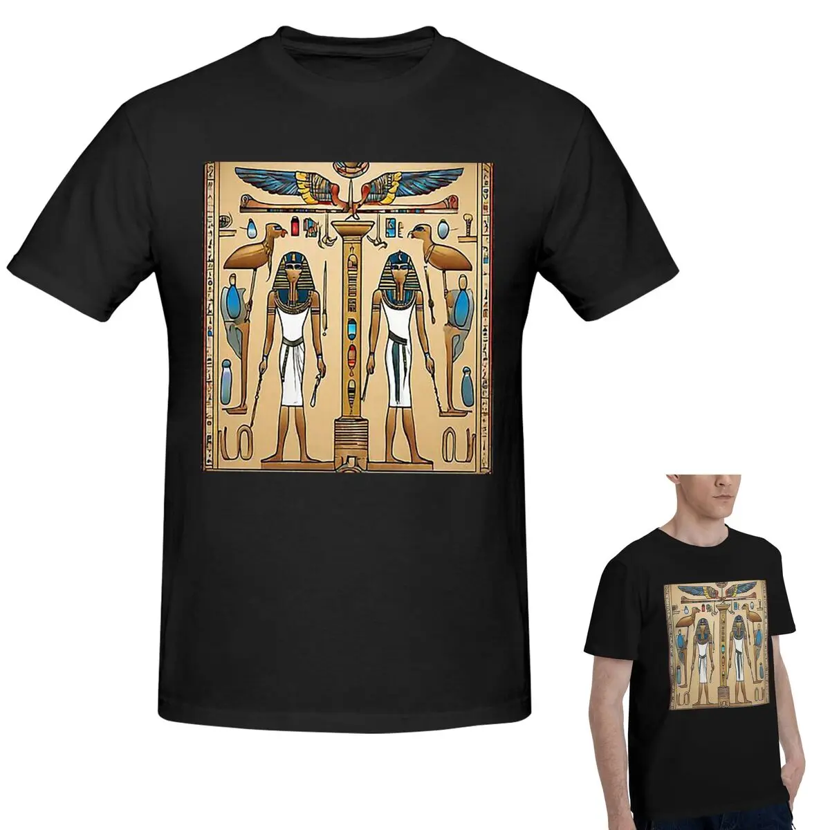

100% Cotton Egyptian Gods And Pharaohs T-Shirt Men's Funny Oversized T Shirt Men O-Neck Summer Shirts Tops S-6XL