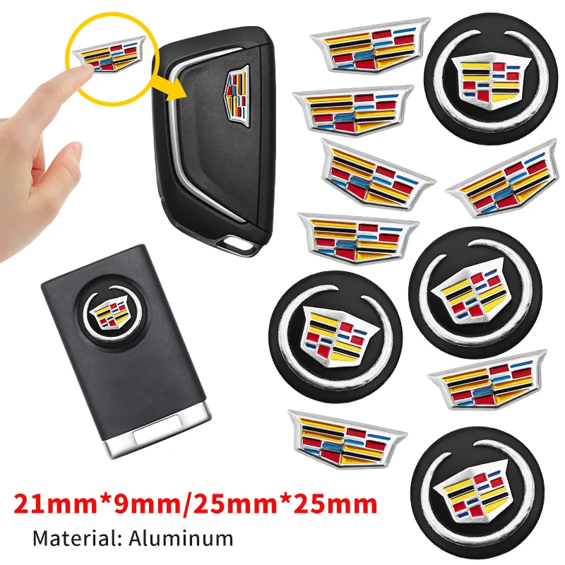 21mm/25mm chave do carro emblema adesivos porta automática fechadura logotipo decalque para cadillac escalade cts ats srx sts xt5 xt4 xt6 xts ct4 ct6