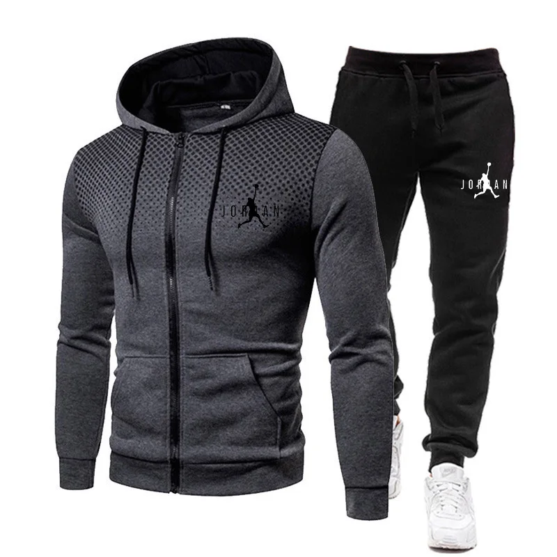 2024 new men\'s casual sportswear men\'s set autumn and winter two-piece set men\'s sportswear+pants set fashionable zipper