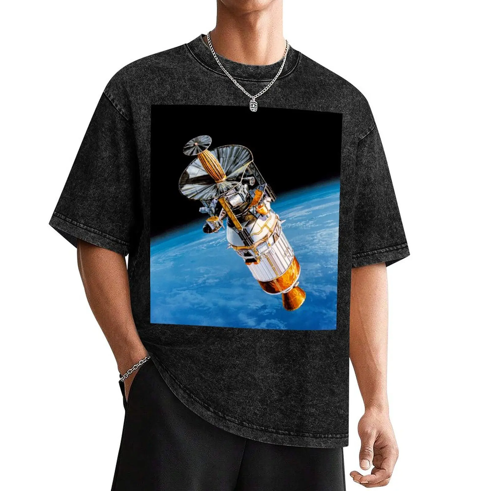 Galileo with inertial upper stage in low Earth orbit T-Shirt plain plus sizes clothing for men