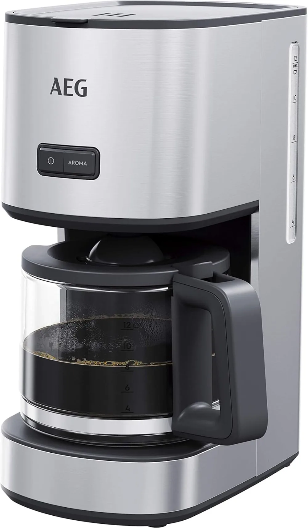 AEG CM4-1-4ST Cafetera Goteo 12 Tazas, Jarra Cristal con Indicador de Nivel, Acero inoxidable, Apta Lavavajillas, Capacida