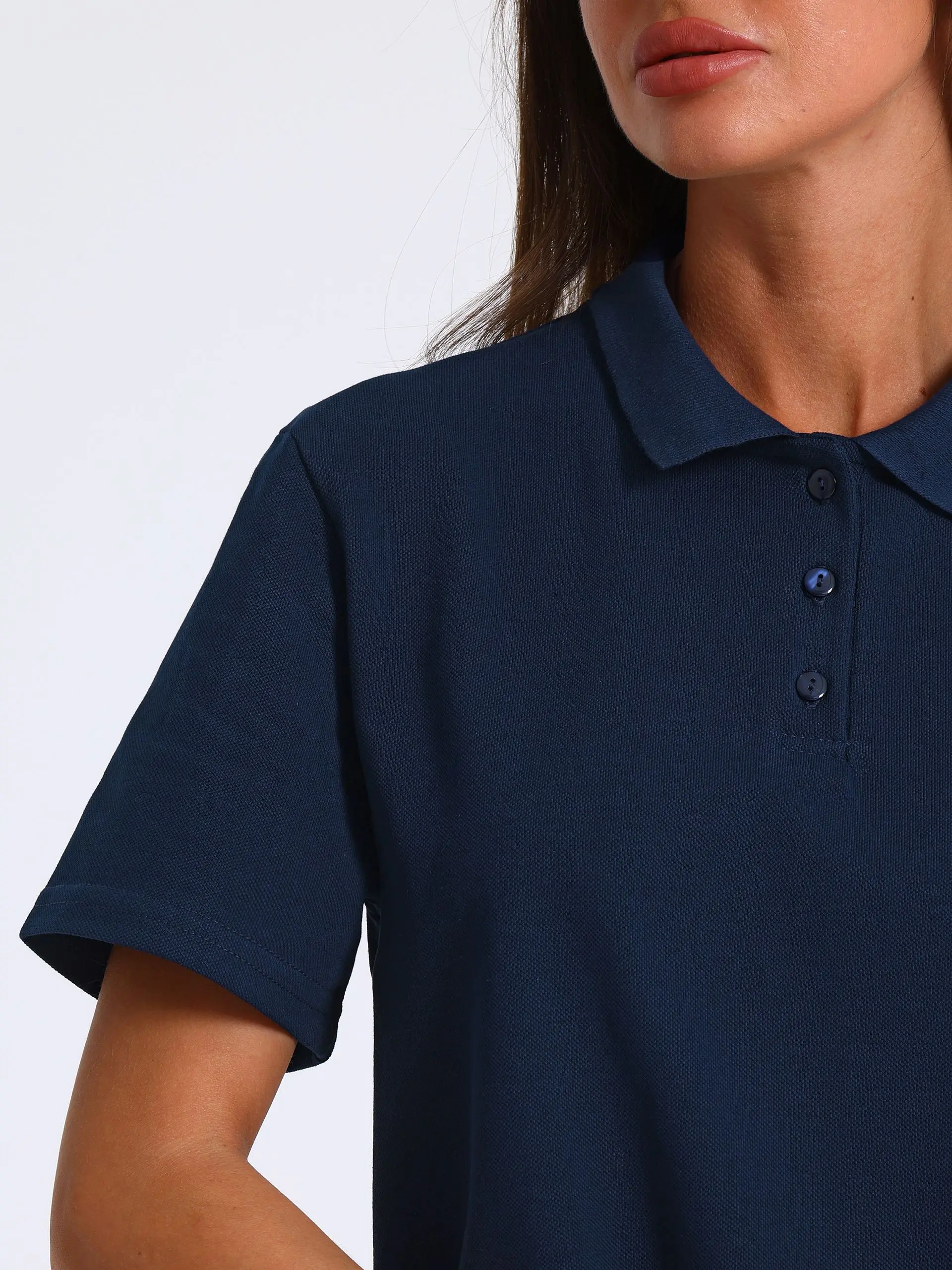 Women's Solid Color Polo Shirt for Summer Casual Stylish and Versatile Street Style Suitable for Any Occasion.