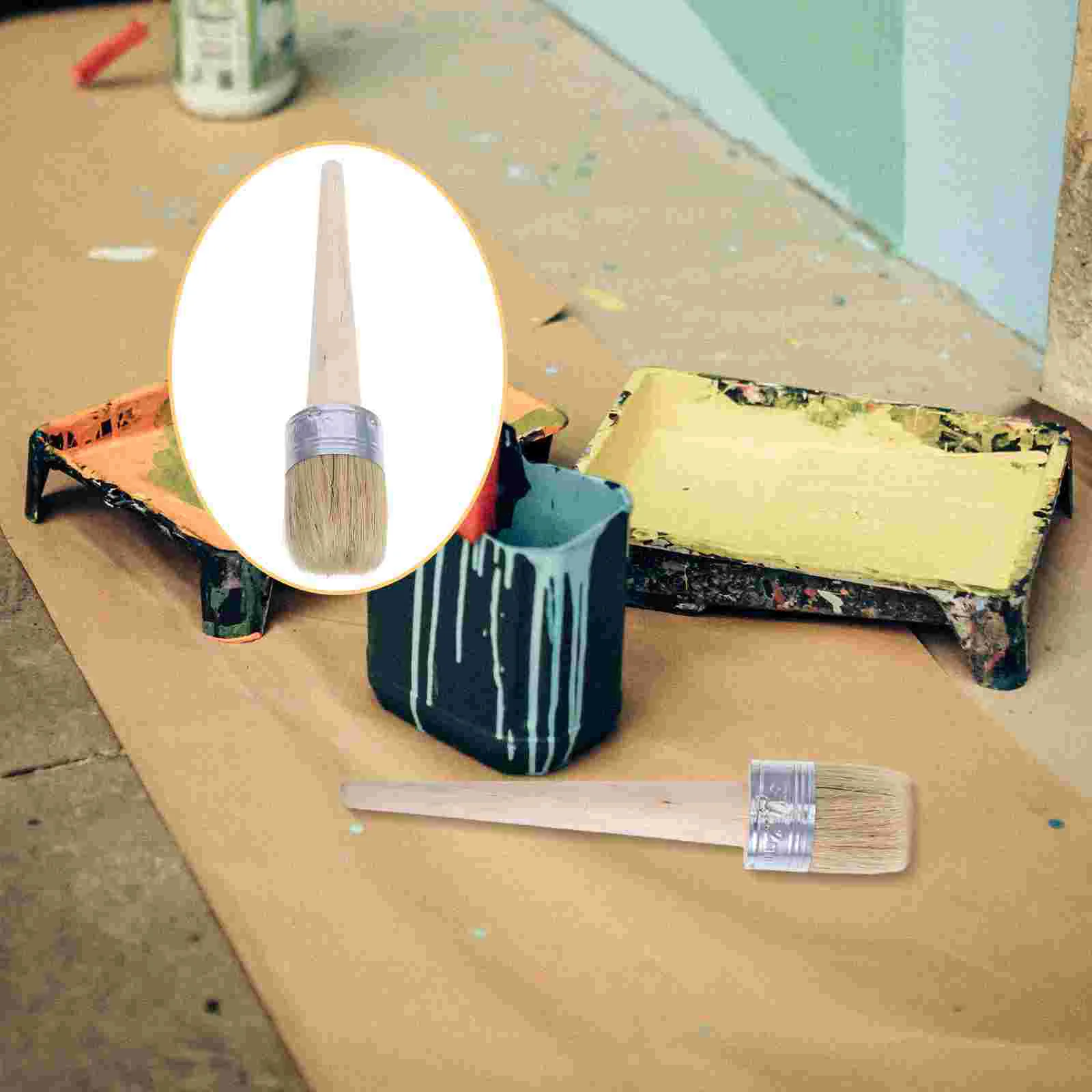 Estênceis florais de cera de tinta de giz para pincel de pintura redondo com rolo de cadeira macia de cerdas