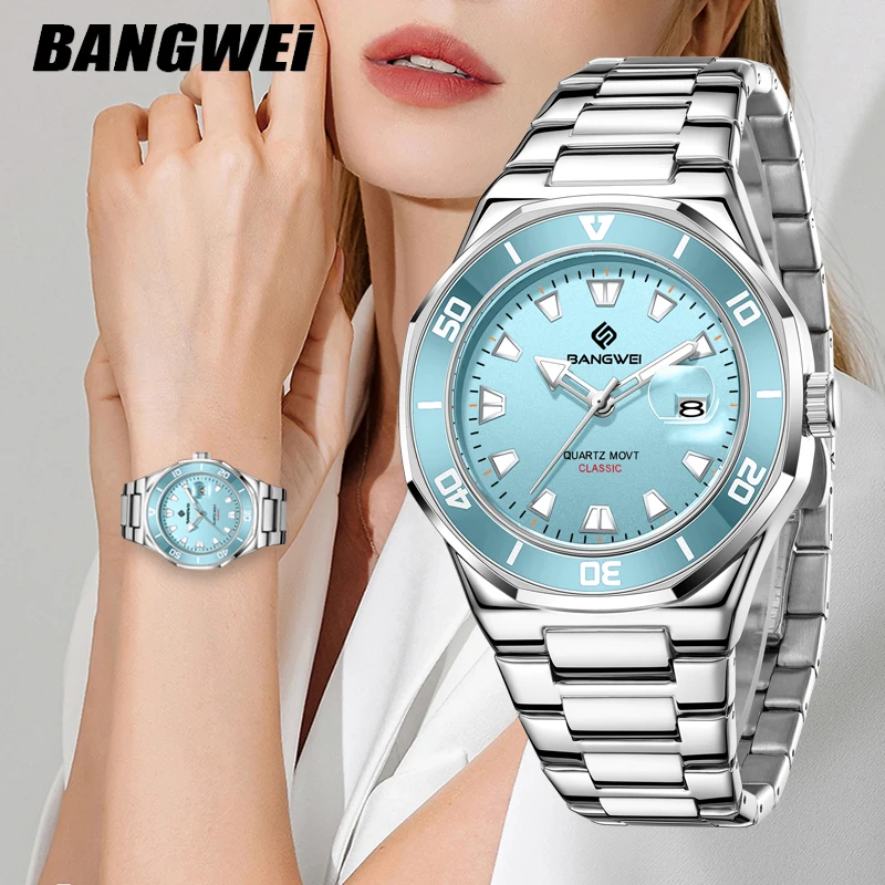 

BANGWEI 2025 новые модные кварцевые наручные часы, спортивные повседневные роскошные часы, мужские водонепроницаемые светящиеся стальные мужские часы Reloj Hombre