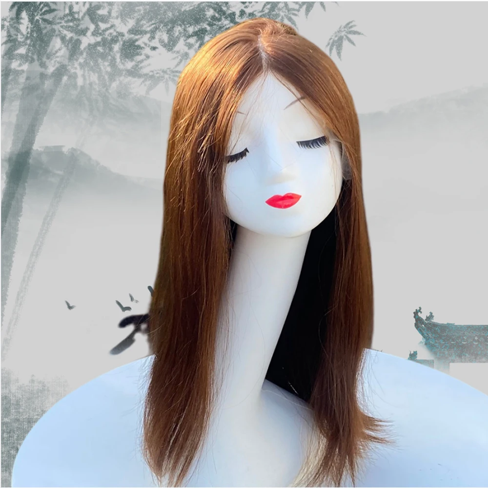 شعر مستعار يهودي بدانتيل أمامي للنساء شعر بشري مفرود من الحرير الطبيعي بدون صمغ مقاس 13 × 5 بوصة #4