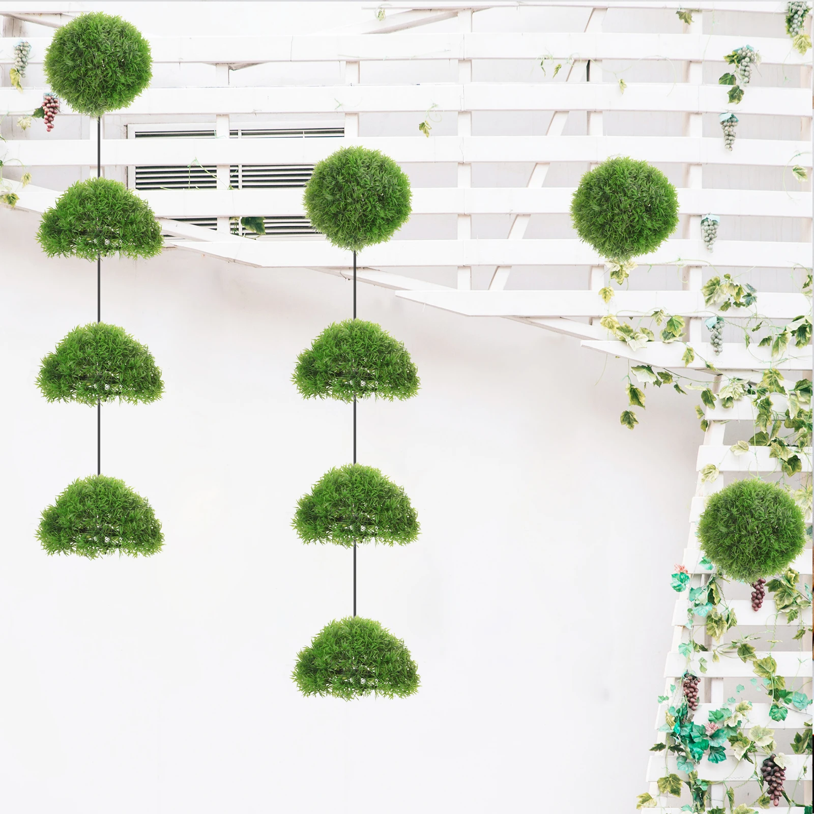 

2pcs Artificial Artificial Plant Topiary Ball Decorative Plastic Grass Home Decorative Balls Restaurant Indoor Outdoor Hanging