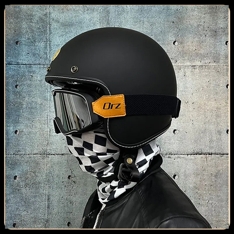 DOT Three Quarters Open Face Casco Moto Retro Motorcycle Helmet Accessories Men and Woman Helmets Moto Certificated Goggle