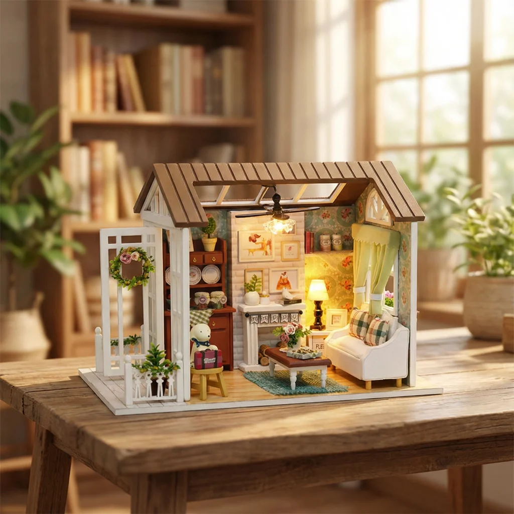 OUZEY ثلاثية الأبعاد خشبية لتقوم بها بنفسك "الأيام القديمة الجيدة" مجموعة نماذج منزلية-مبتكرة مصغرة خمر غرفة الحرفية للمراهقين الكبار ديكور المنزل هدية #2