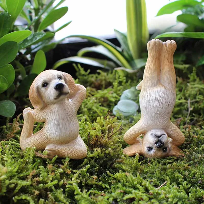 

New Yoga Dog Resin Imitation Animal Plugin Paired with Kitten Decorations Courtyard Gardens and Selected Artworks