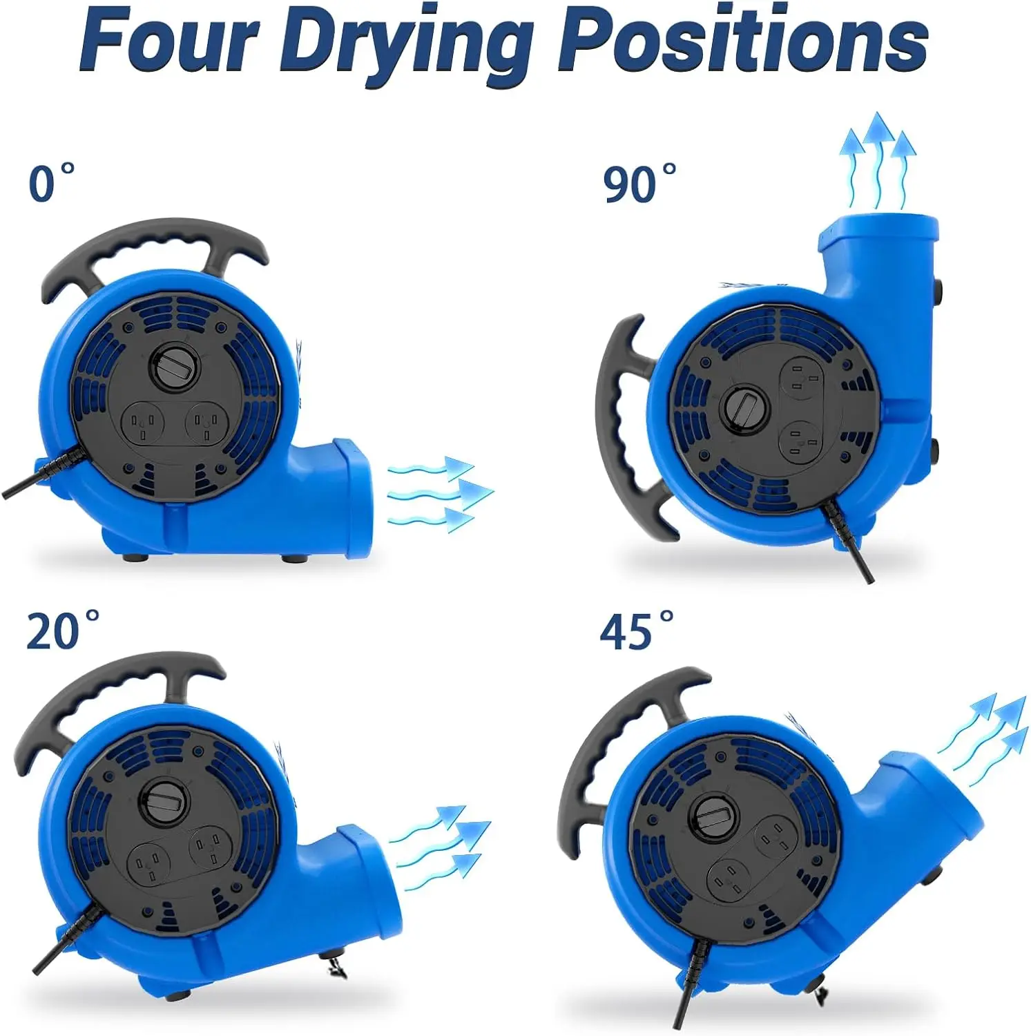 Ventilateur de déplacement d'air, sèche-tapis industriel 1/3HP 1200CFM Monster Floor, interrupteur à 3 vitesses, 4 Angles réglables, en vente