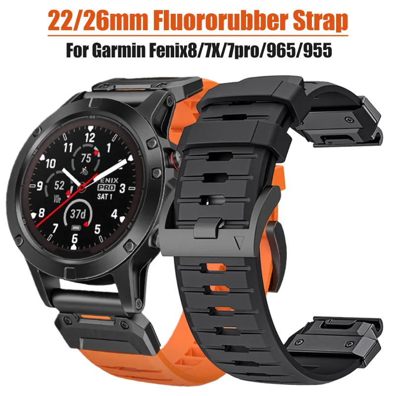 Fluororubber Watch Strap For Garmin Fenix 8 7X 7Pro Epix Pro Gen2 QuickFit Garmin Fenix 6 6X Pro 5XPlus Watchband 22mm 26mm