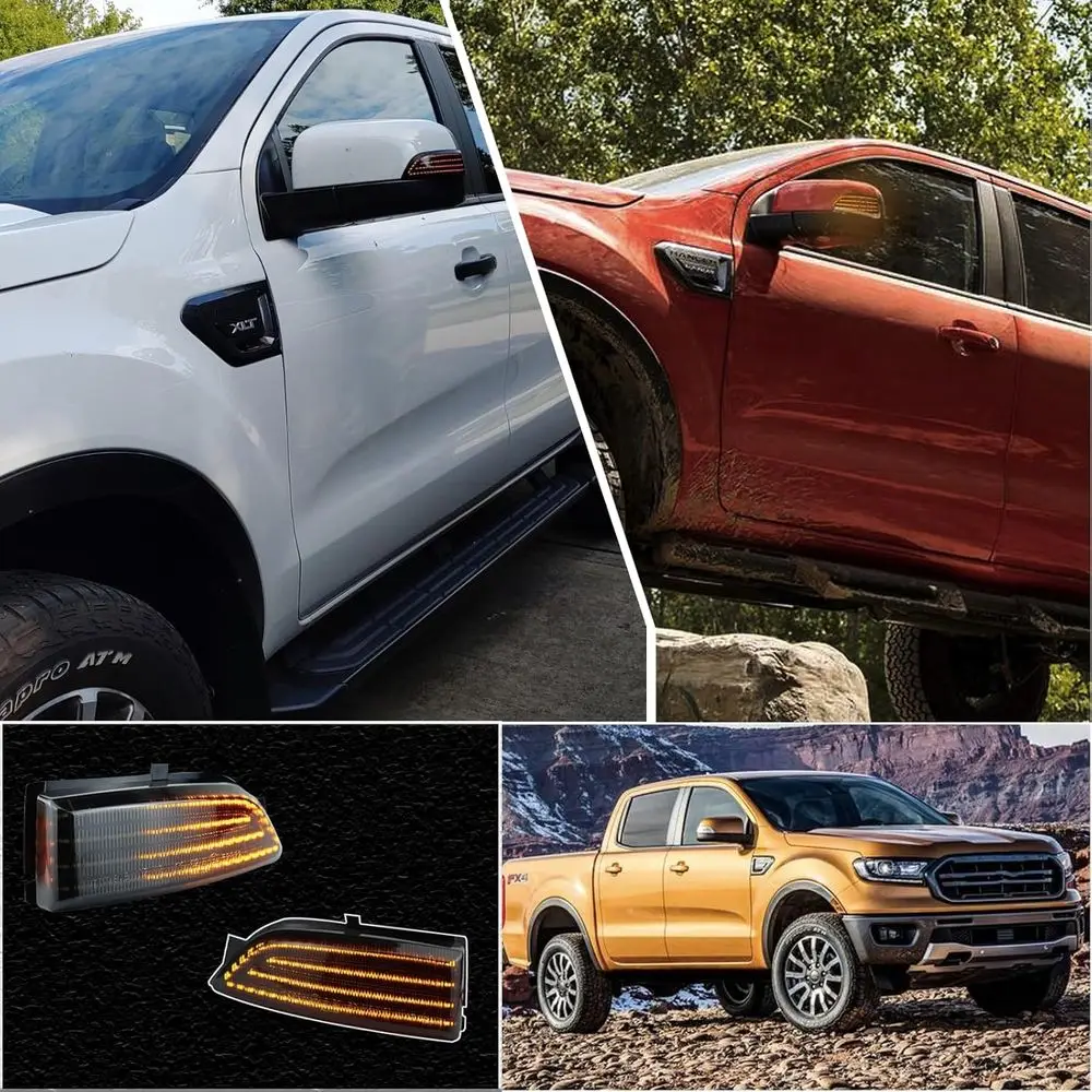 Sequentielle Bernsteinfarbene LED-Seitenspiegel-Blinkleuchten für Ford Ranger Lariat Ranger T6 Raptor Wildtrak 2019-2023 oder 2012-2019