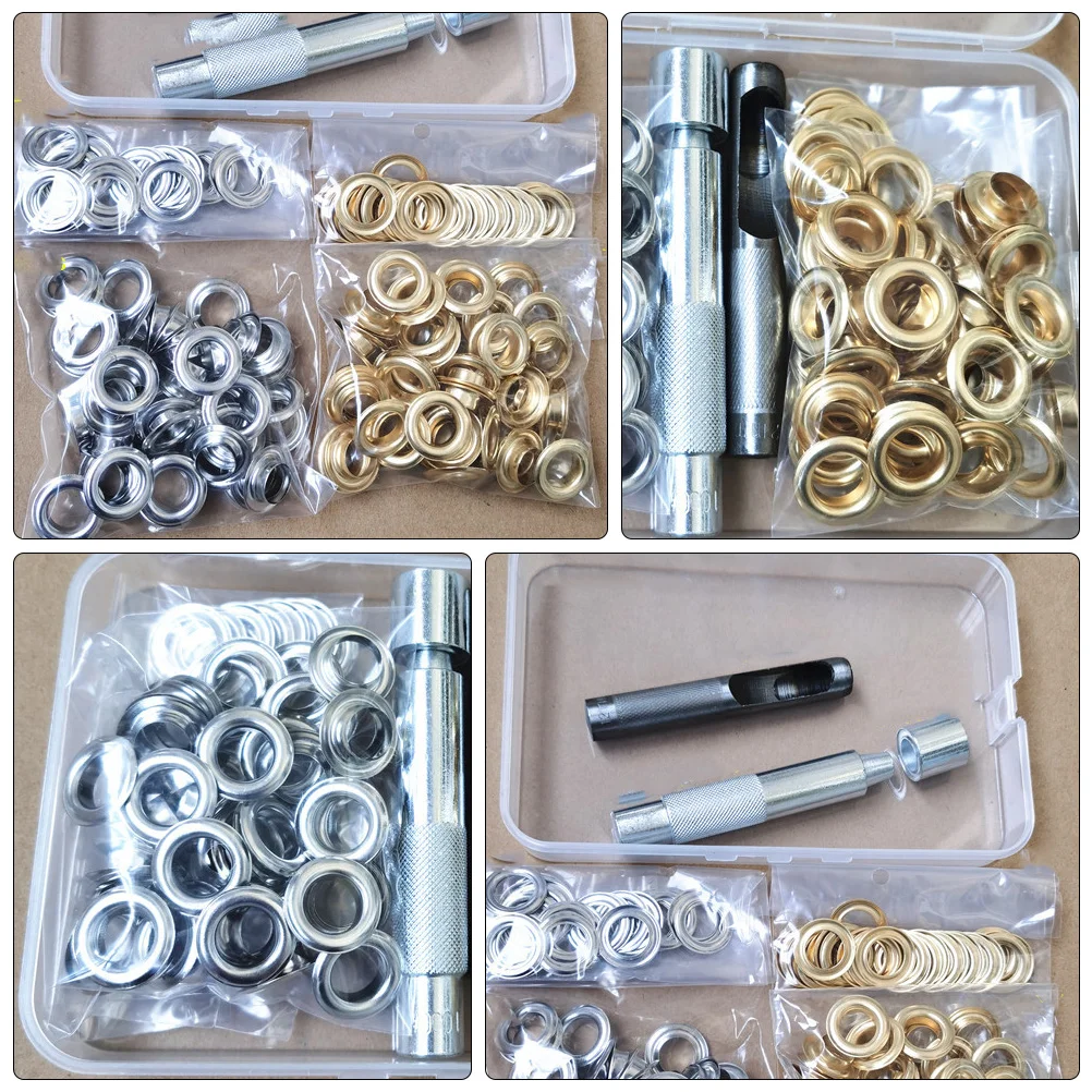 

1Box Premium Copper Grommets Kit Rustproof Eyelet Set For Curtains Tents Diy Installation Tools Metal Button Eyelets