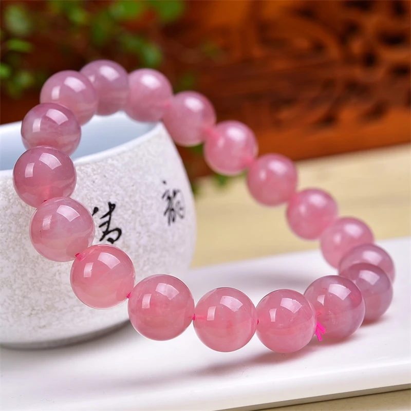 9MM Natural Purple Rose Quartz Bracelet Charms Handmade Fortune Energy Bangle Mineral Woman Amulet Jewelry Gift 1PCS