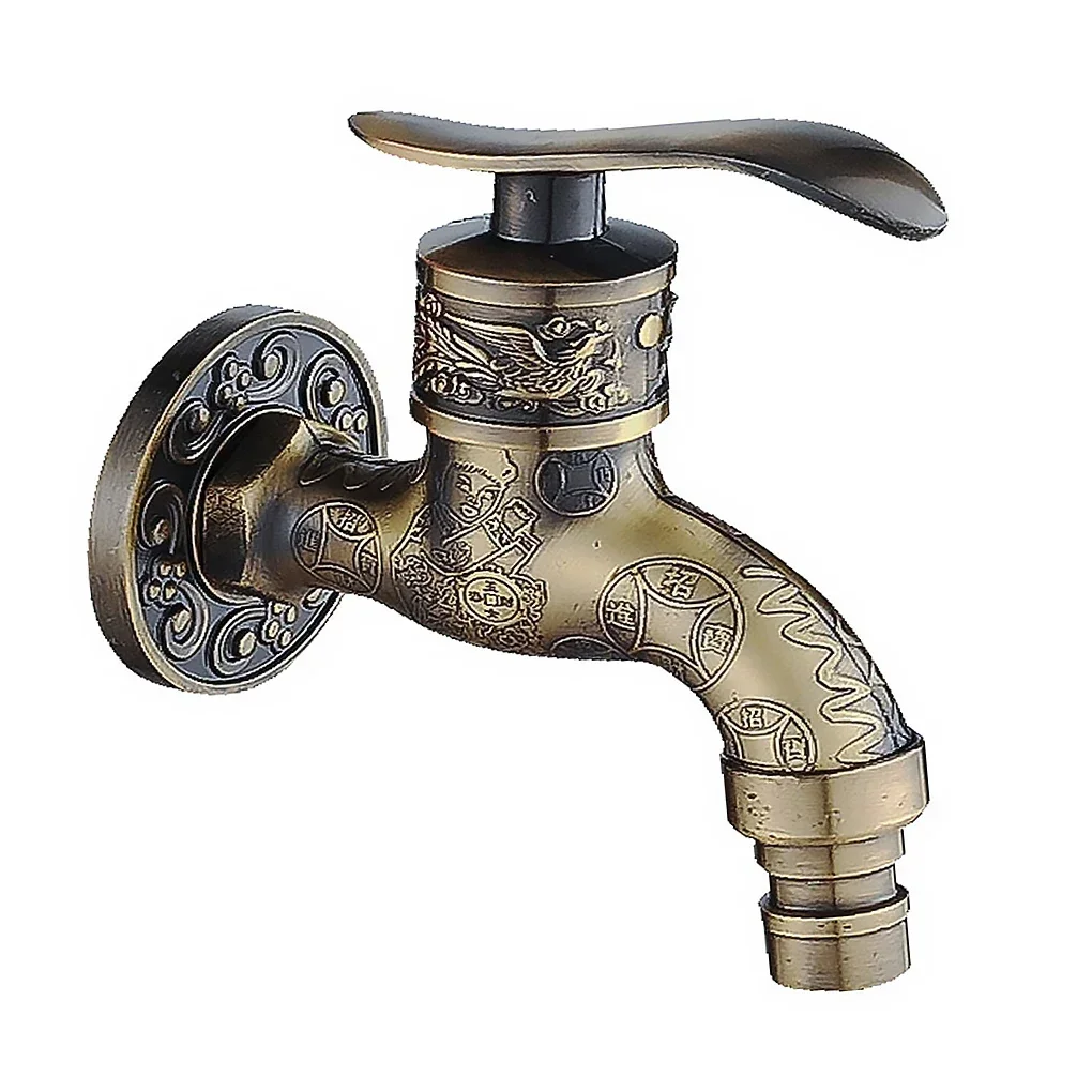 

Anituqe Bronze Washing Machine Crane Decorative Outdoor Faucet , Vintage Garden Bibcock Tap Wall Mounted Mop Brass WF