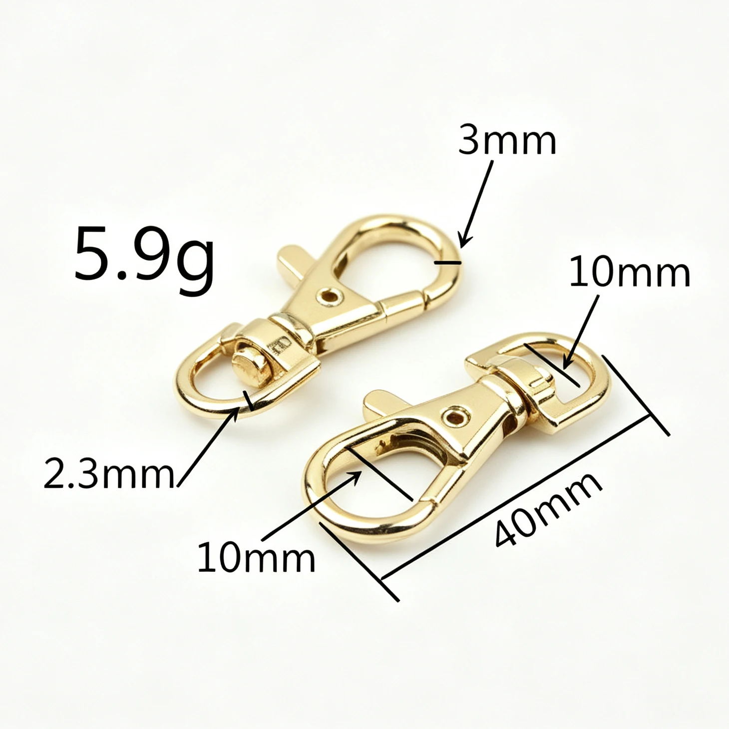 5/10 Stück Metall-Karabinerhaken Drehbarer D-Ring Auslöseclip Hummerverschluss Schnallen Karabiner für Taschenriemen Schlüsselanhänger Zubehör – Detail 3