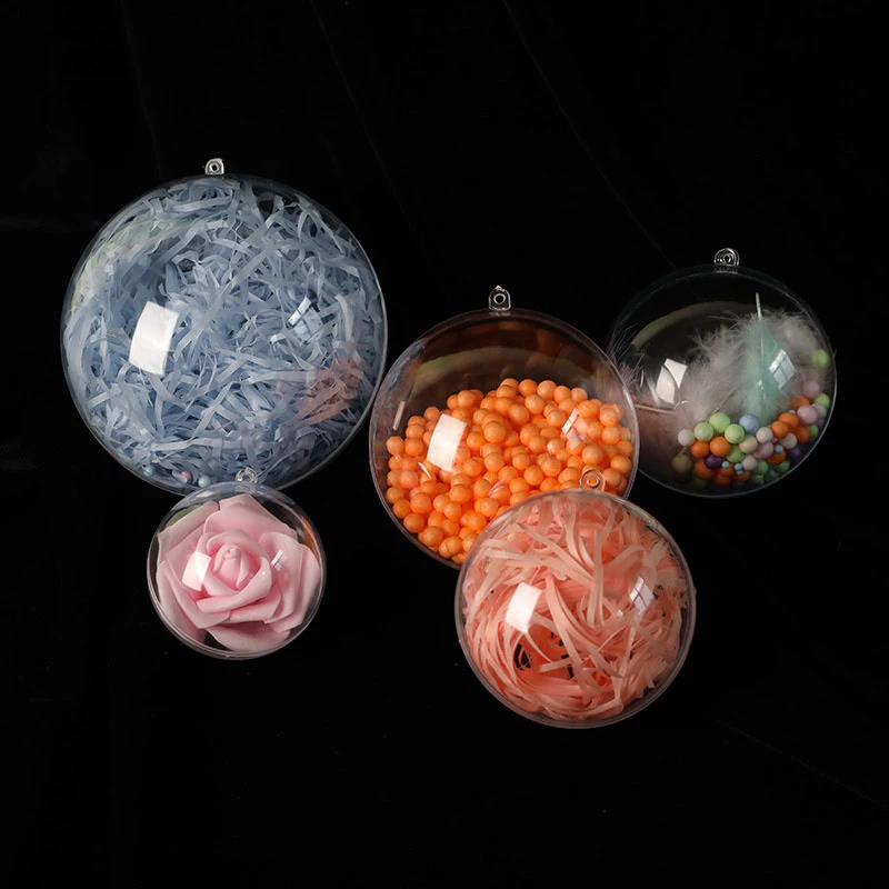 5pcs 4/5/6/7/8cm Transparent Open Plastic Christmas Decorations Ball Clear Bauble Ornament Gift Present Box Party Decoration