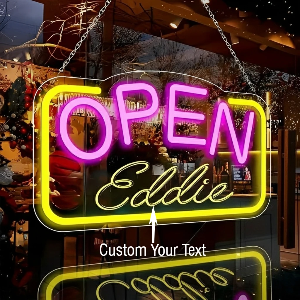Custom OPEN LED Neon Sign Multi-Color USB Powered | Easy-to-Hang Decor Light for Home Office Store | Perfect Gift for Birthday