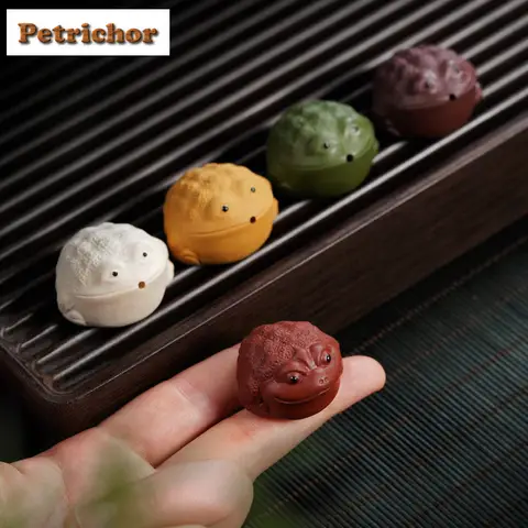 Yixing Zisha Mini Gyllene Padda Rökelsehållare Te Husdjur Antik Fisk Tank Landskapsarkitektur Te Figur Leksaker Te Staty Ornament 10 best sales teapet - №2