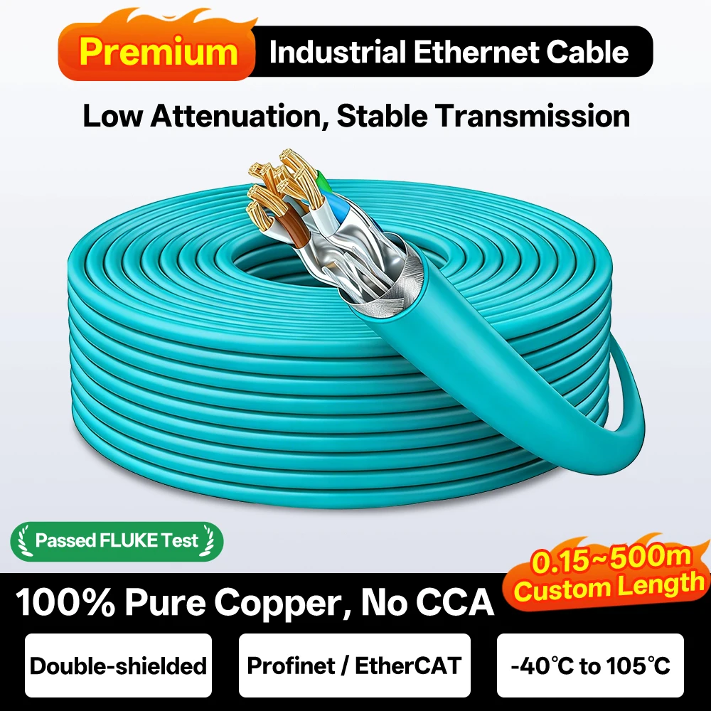 

100Meter CAT6A SFTP Industrial Ethernet Cable 26AWG Pure Copper Flexible Shielded LAN Cable for Siemens PLC PC Server Automation