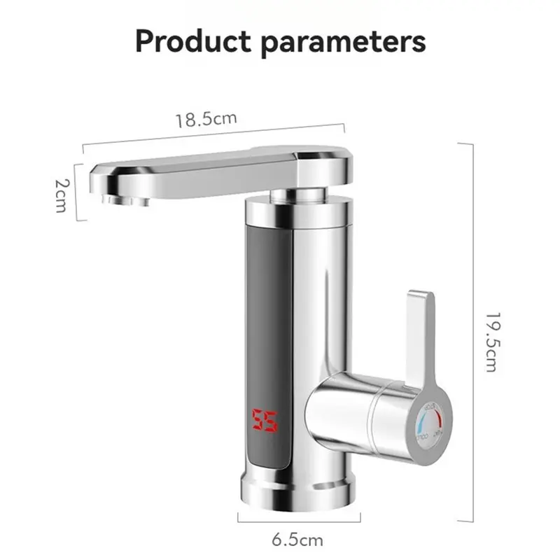 LITE-Electric Water Heater Kitchen Faucet Tankless Instant Heating Water Tap Flowing Heated Mixer Digital Display EU Plug